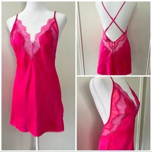 Victoria’s Secret | Hot Pink Lace Babydoll Lingerie Slip